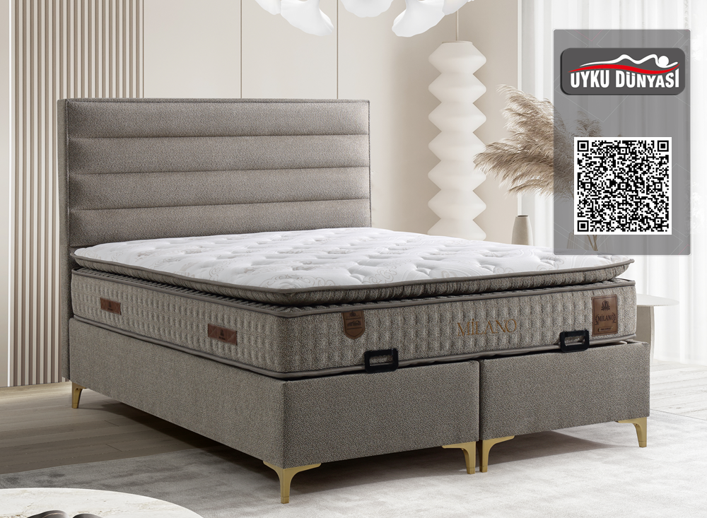 Тапицирано легло Milano Uyku Dunyasi Светлокафяв