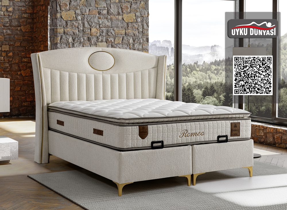 Тапицирано легло Romeo Перлено бяло