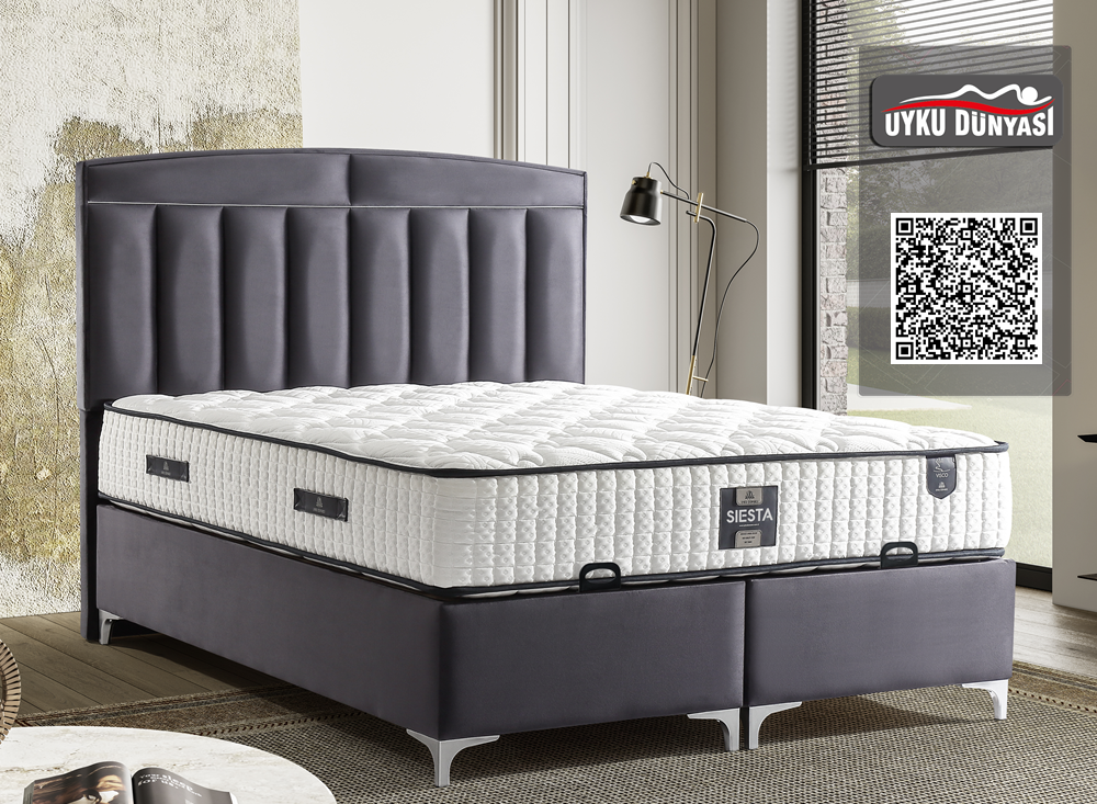 Тапицирано легло Siesta Uyku Dunyasi Сив Диамант