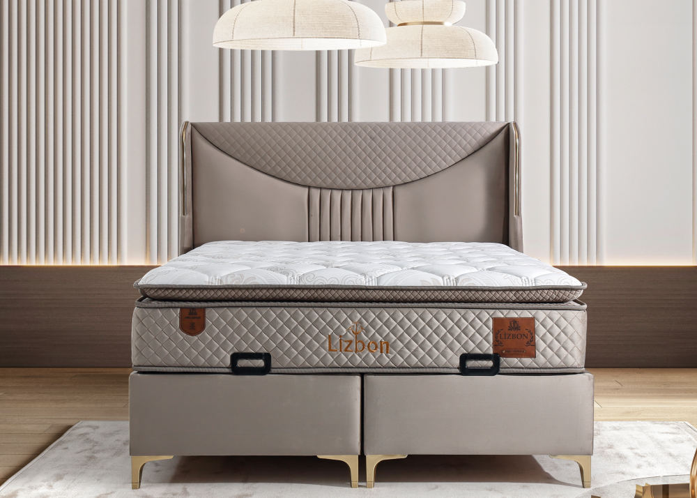 Alternative view of Тапицирано легло Lizbon Бежово сив - с матрак или без матрак