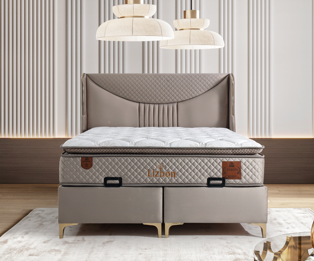 Alternative view of Тапицирано легло Lizbon Бежово сив - с матрак или без матрак