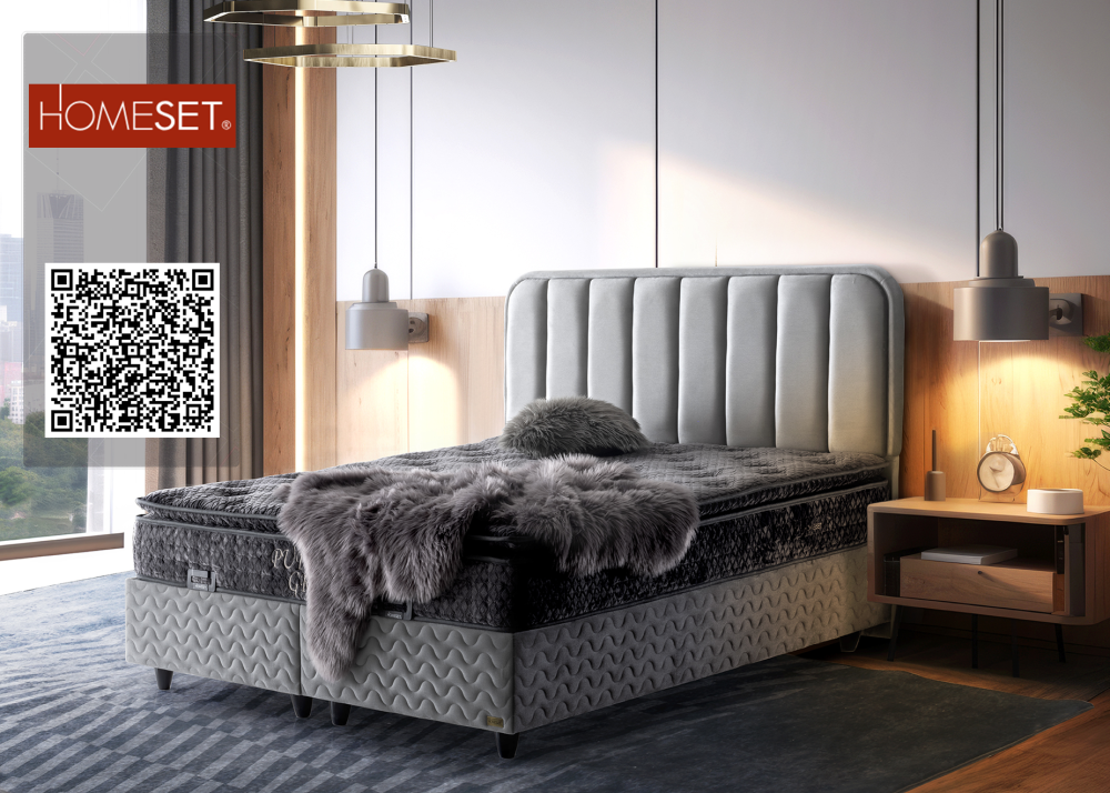 Тапицирано спално легло Puffi grey