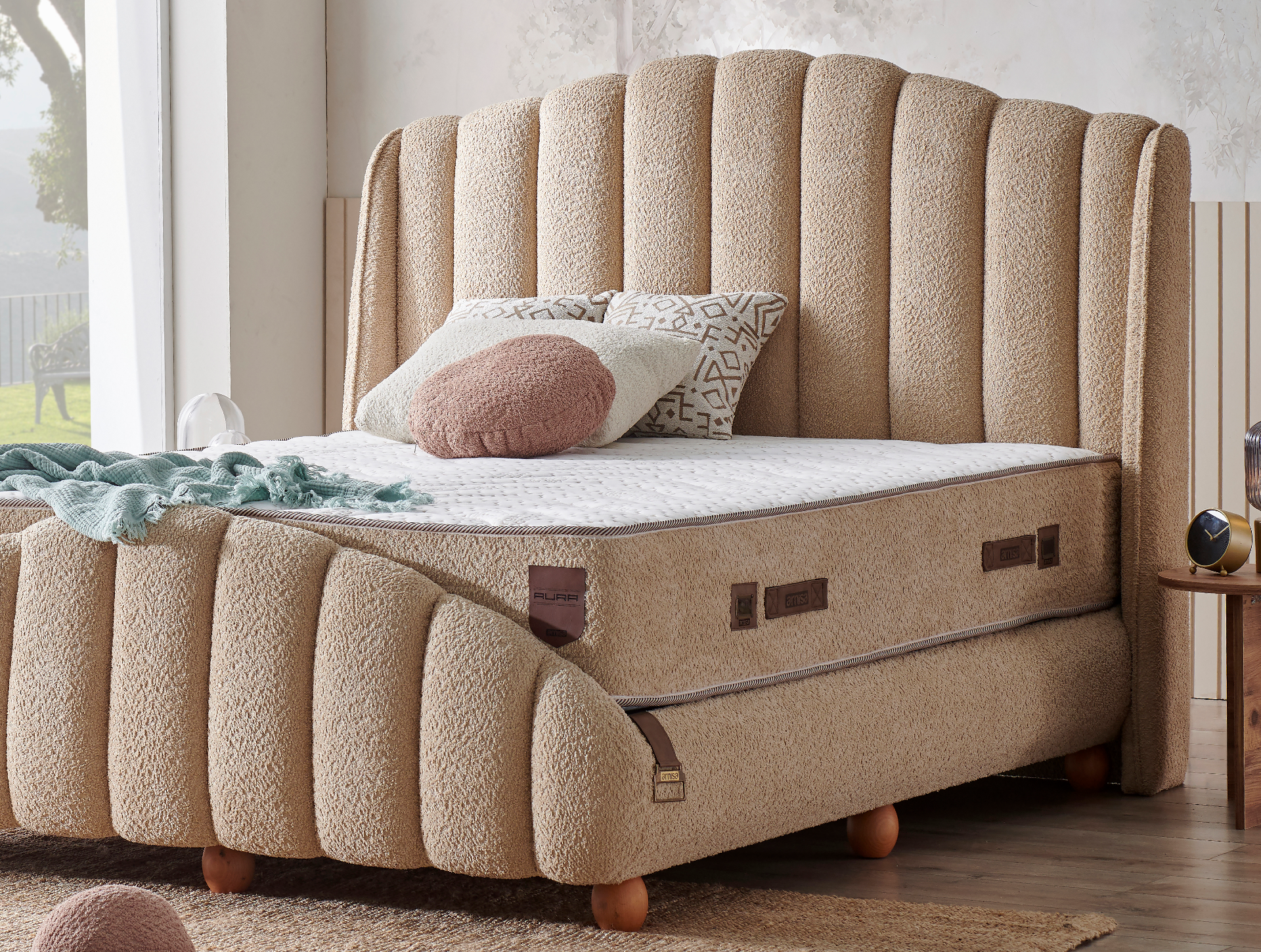 Тапицирано спално легло Aura PL Bedding - с матрак или без матрак - Image 5