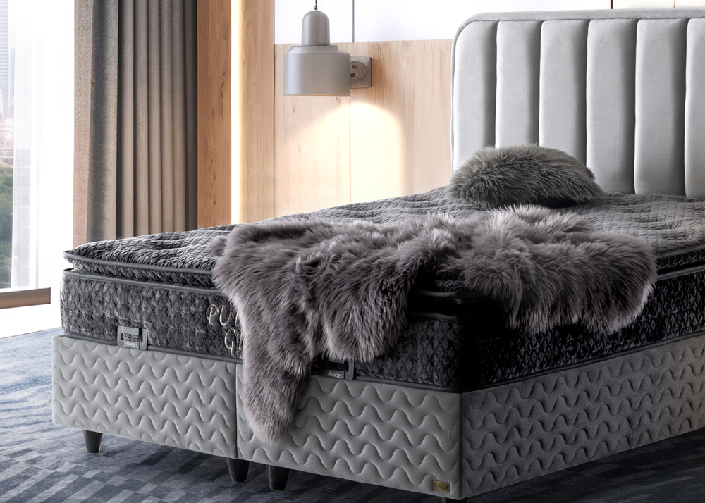 Тапицирано спално легло Puffi grey с матрак - Image 3