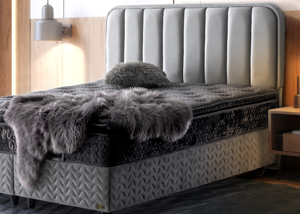 Тапицирано спално легло Puffi grey с матрак - Image 4