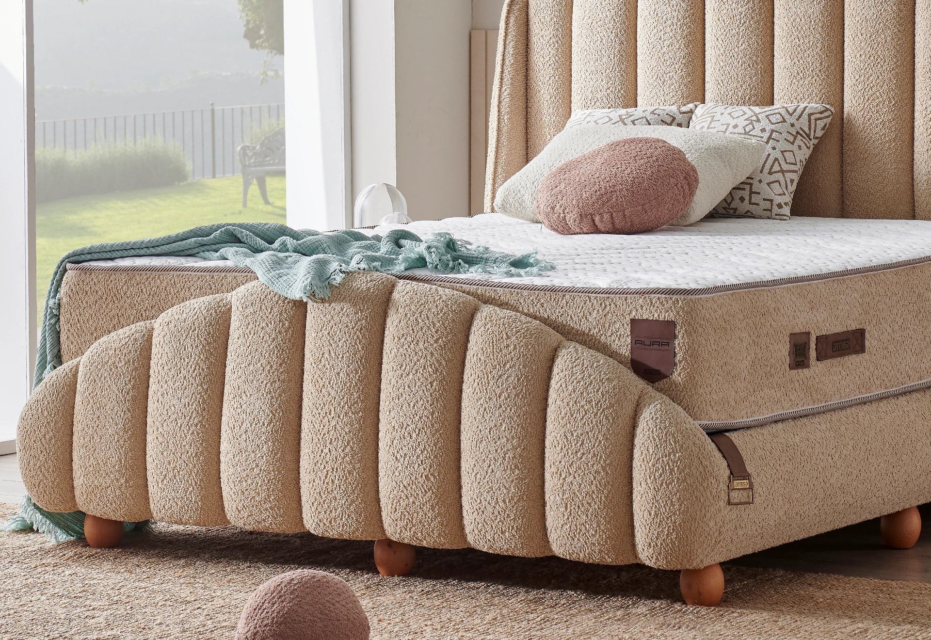 Тапицирано спално легло Aura PL Bedding - с матрак или без матрак - Image 7