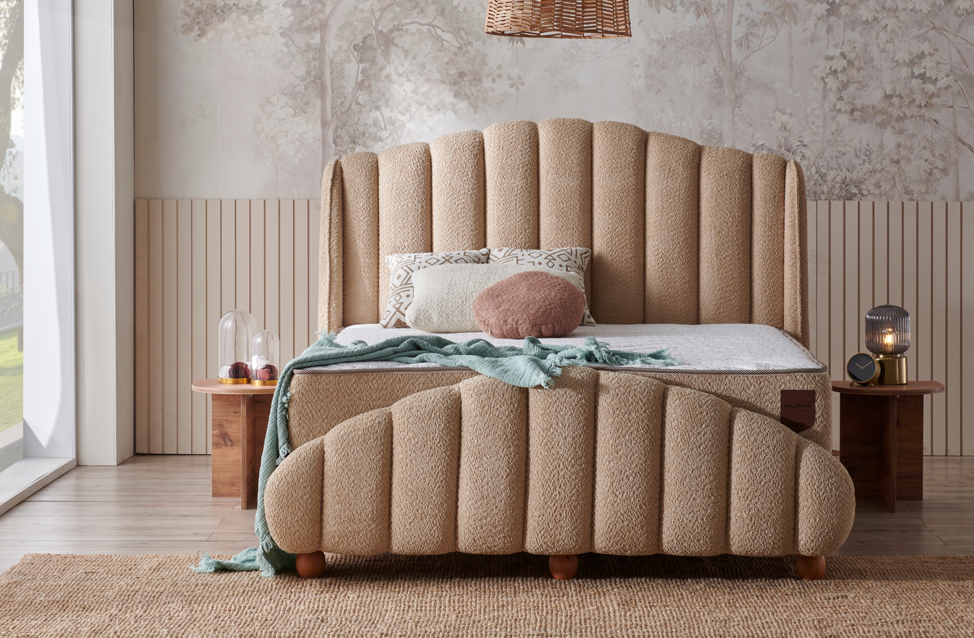 Тапицирано спално легло Aura PL Bedding - с матрак или без матрак - Image 3