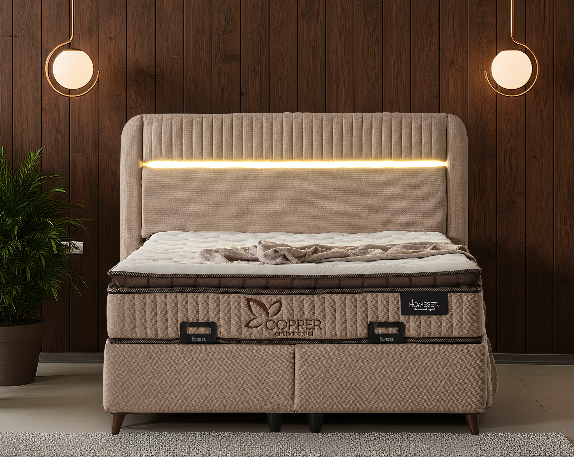 Тапицирано спално легло Copper с матрак Copper - Image 3