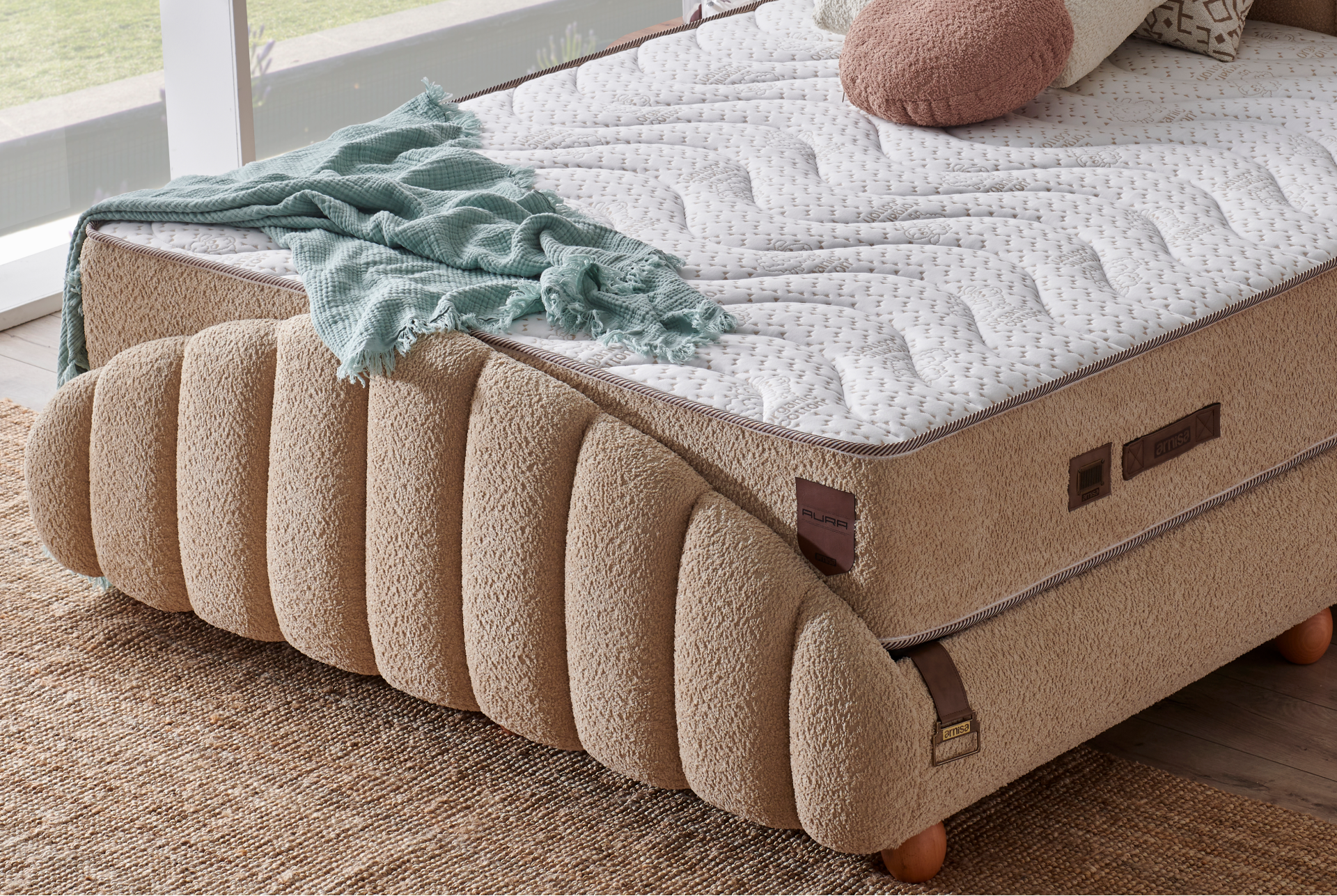 Тапицирано спално легло Aura PL Bedding - с матрак или без матрак - Image 12