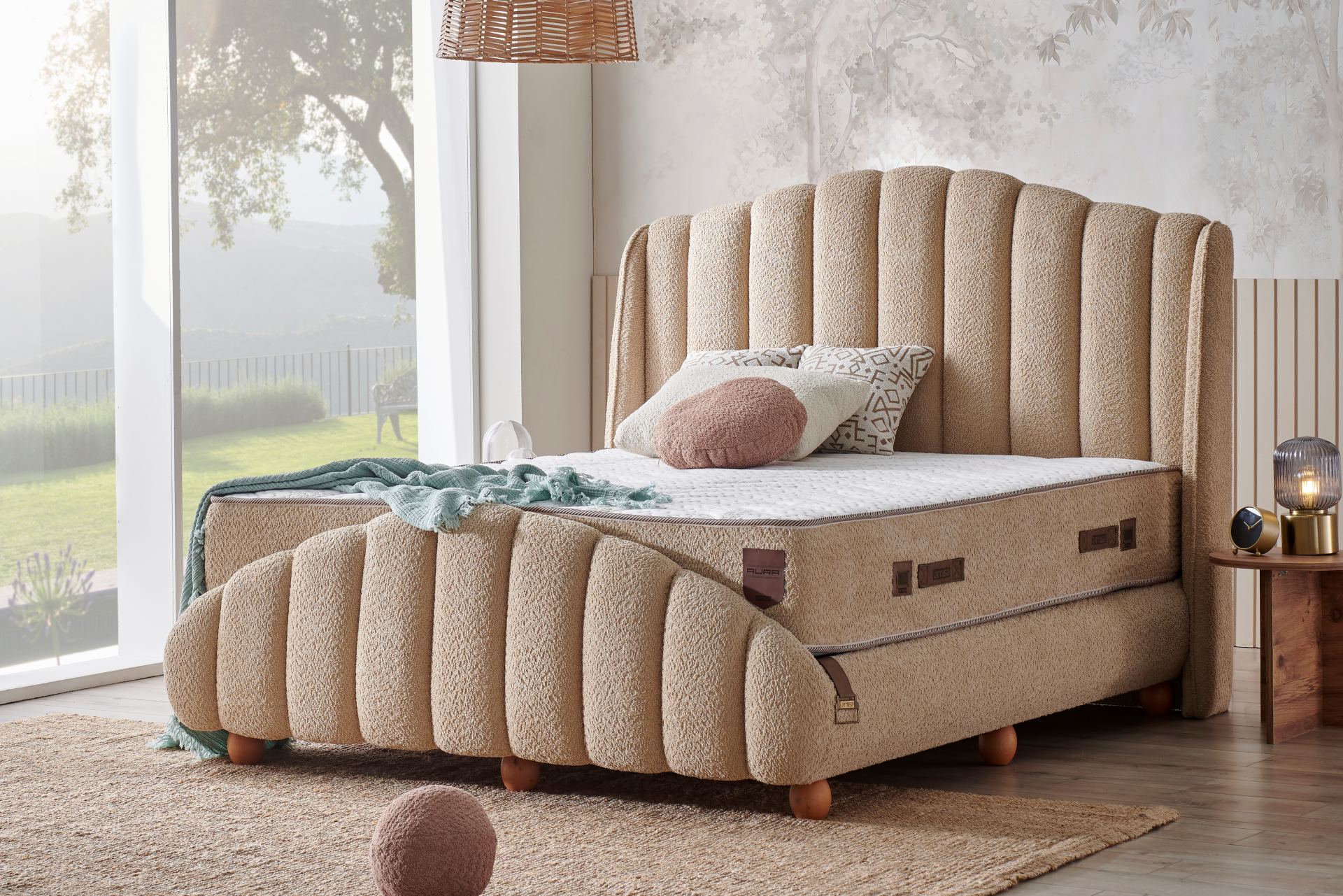 Тапицирано спално легло Aura PL Bedding - с матрак или без матрак - Image 4