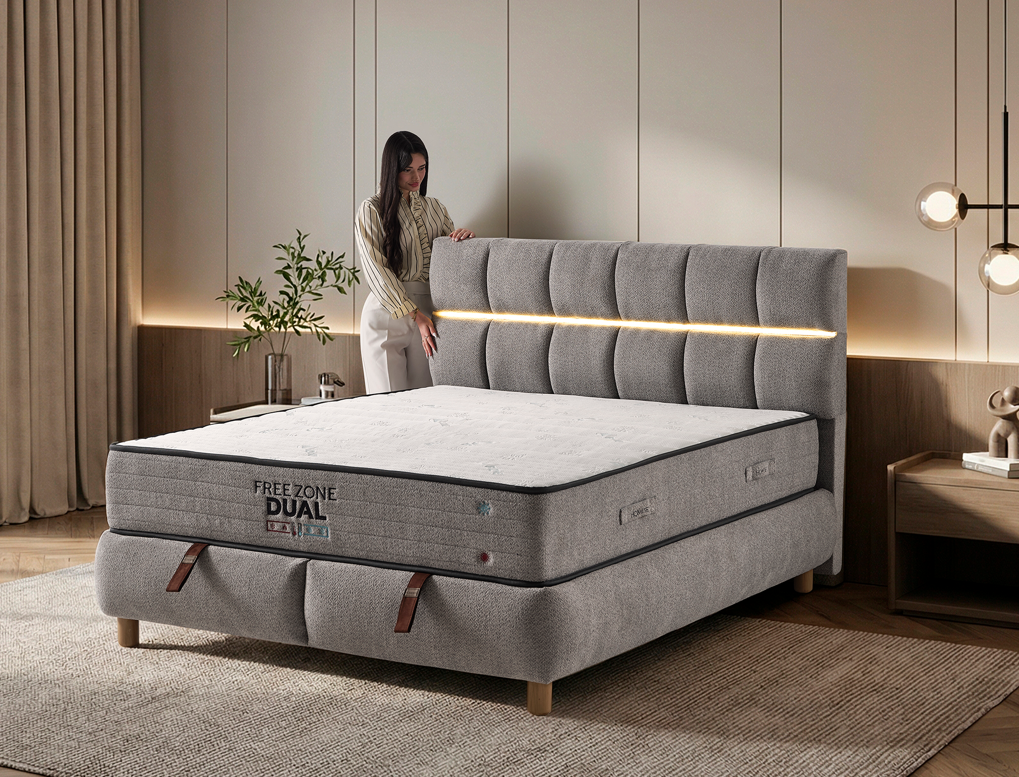 Тапицирано спално легло Moda с матрак Dual - Image 6
