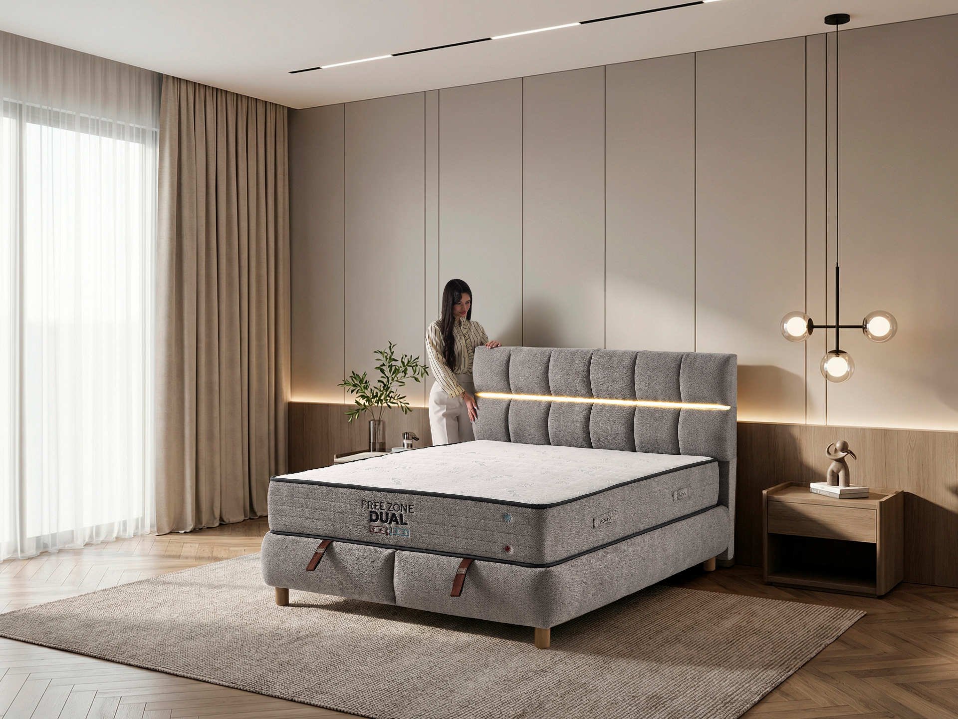 Тапицирано спално легло Moda с матрак Dual - Image 4